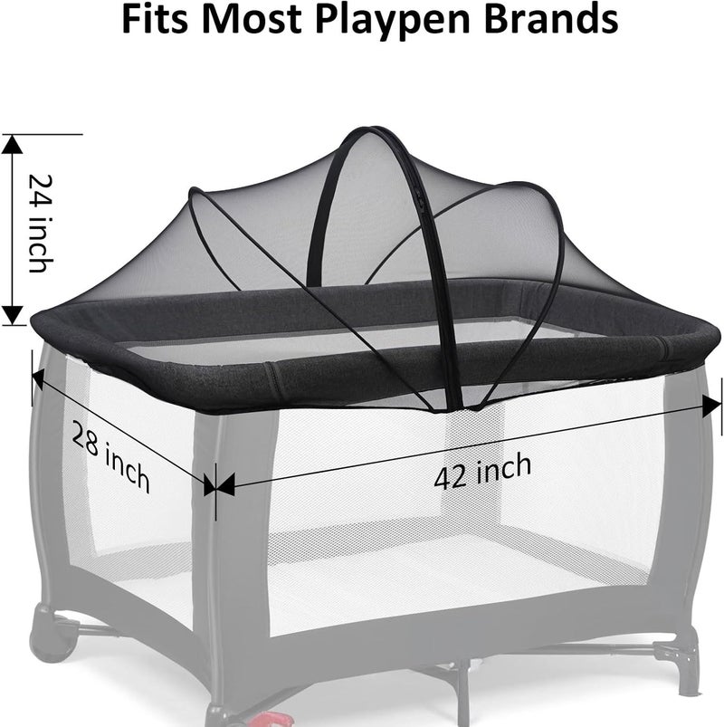 Cheermomo Pack n Play Cover, Travel Crib Tent, Pack and Play Mosquito Net Cover with 2-Way Zipper for Playpen/Mini Crib/Twin Bassinet to Keep Cats Out, Black - Image 4
